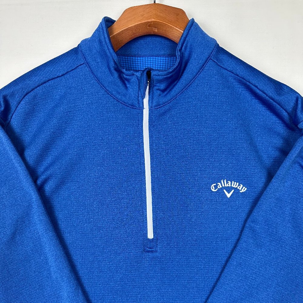 Callaway 1/4 Zip Golf Sweatshirt Men's Size XL Blue Pullover Fleece Lined